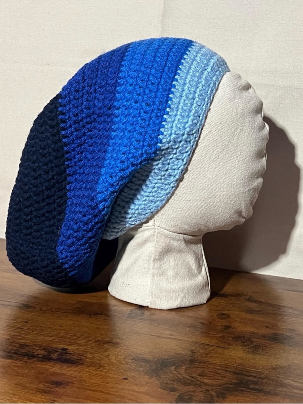 Handmade Crochet Rasta Tam Hat | Slouchy Beanie for Locs | Blue